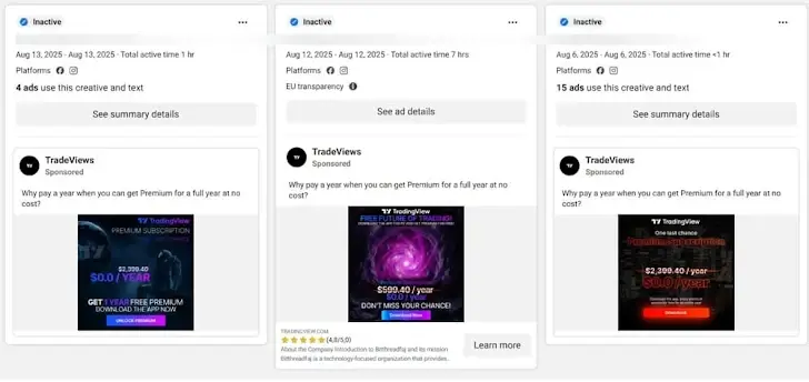 Droppers Android agora entregam spyware e SMS stealers 5 Exemplo de malvertising no Facebook usado para empurrar APKs maliciosos do suposto TradingView Premium