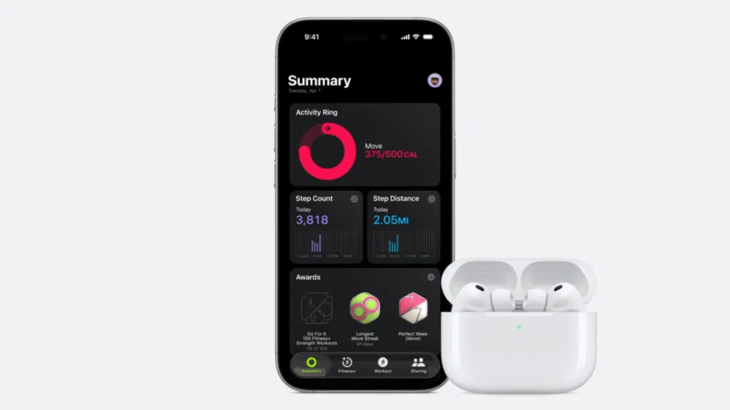 AirPods Pro 3: tradução em tempo real e monitor cardíaco 5 AirPods Pro 3 com ponteiras de silicone de tamanhos variados alinhadas à frente do fone; destaca ajustes e conforto