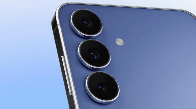 Galaxy S25 FE em destaque, versão azul escuro, com módulo triplo; palavra‑chave Galaxy S25 FE no contexto do lançamento