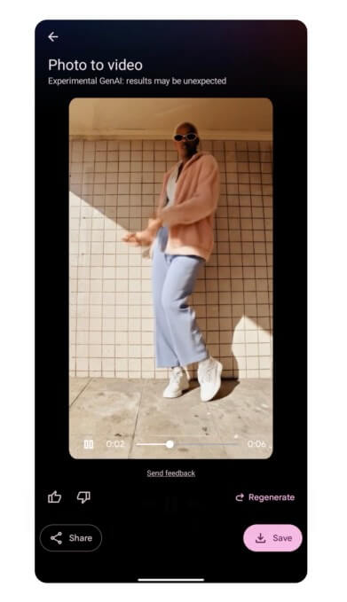 Google Fotos traz Veo 3 para gerar vídeos de imagens 3 Veo 3 no Google Fotos: opção Foto para vídeo na aba Criar com IA de imagem para vídeo