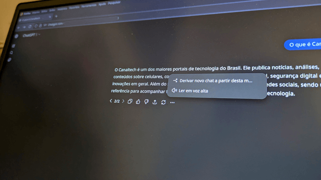 ChatGPT ganha novo chat a partir de respostas 3 Interface do ChatGPT com opção de criar novo chat a partir de resposta