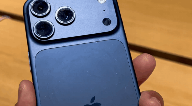 iPhone 17 com arranhões: iPhone 17 Pro com riscos visíveis nas bordas de alumínio; relatos de arranhões surgindo nas primeiras horas de uso em lojas da Apple