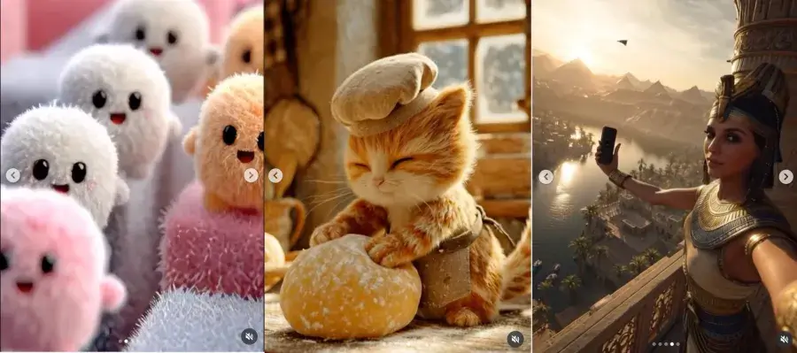 Meta Vibes: feed de vídeos curtos por IA chega 6 Meta Vibes: exemplos de vídeos feitos por IA, com criaturas, animais e cenas simuladas