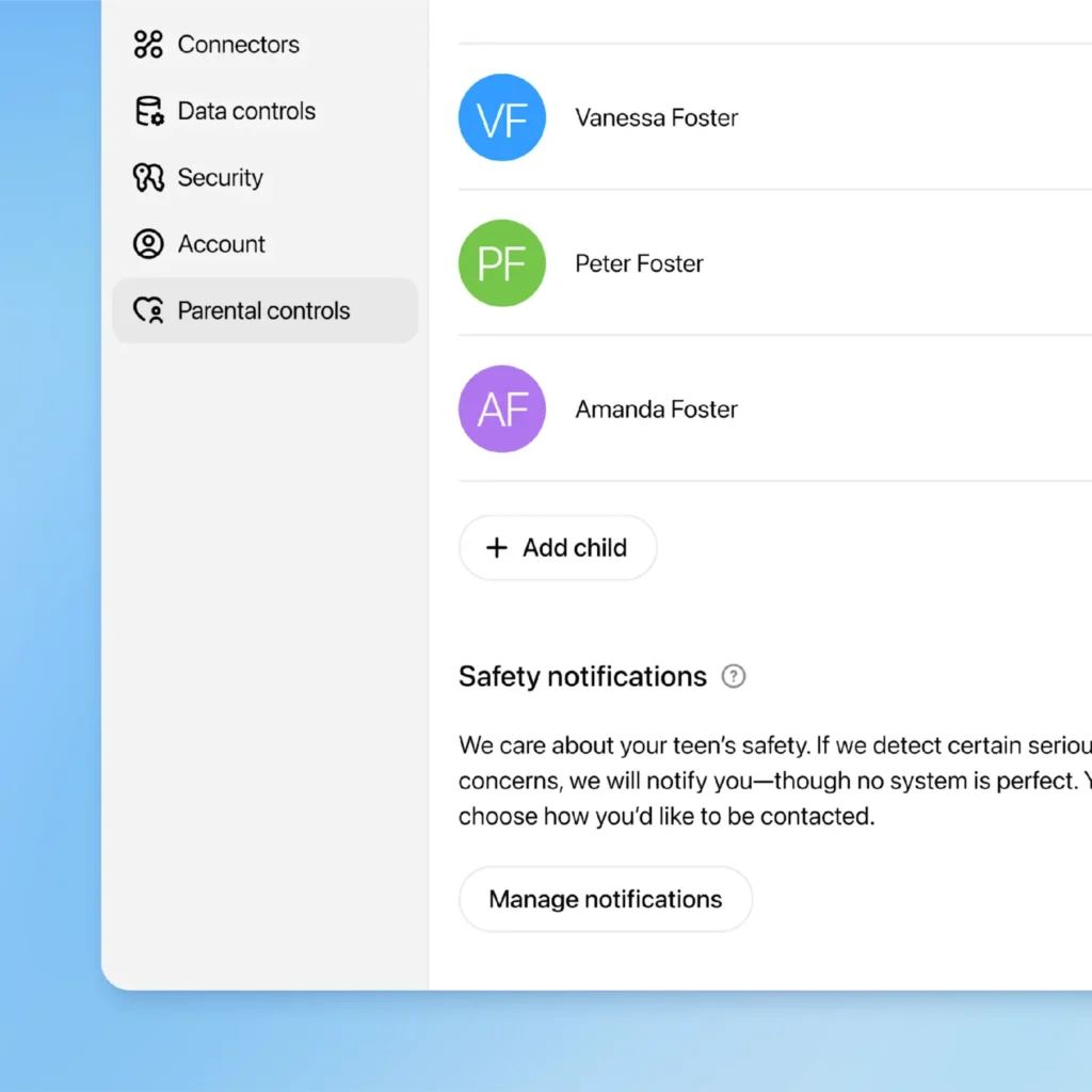 Controle parental no ChatGPT é lançado pela OpenAI 5 Painel do Controle parental no ChatGPT