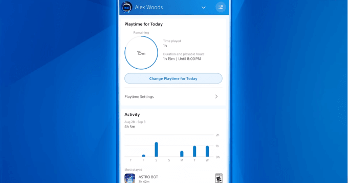 PlayStation Family: app de controle parental da Sony 3 Interface do PlayStation Family com relatórios, limites de tempo e filtros por idade