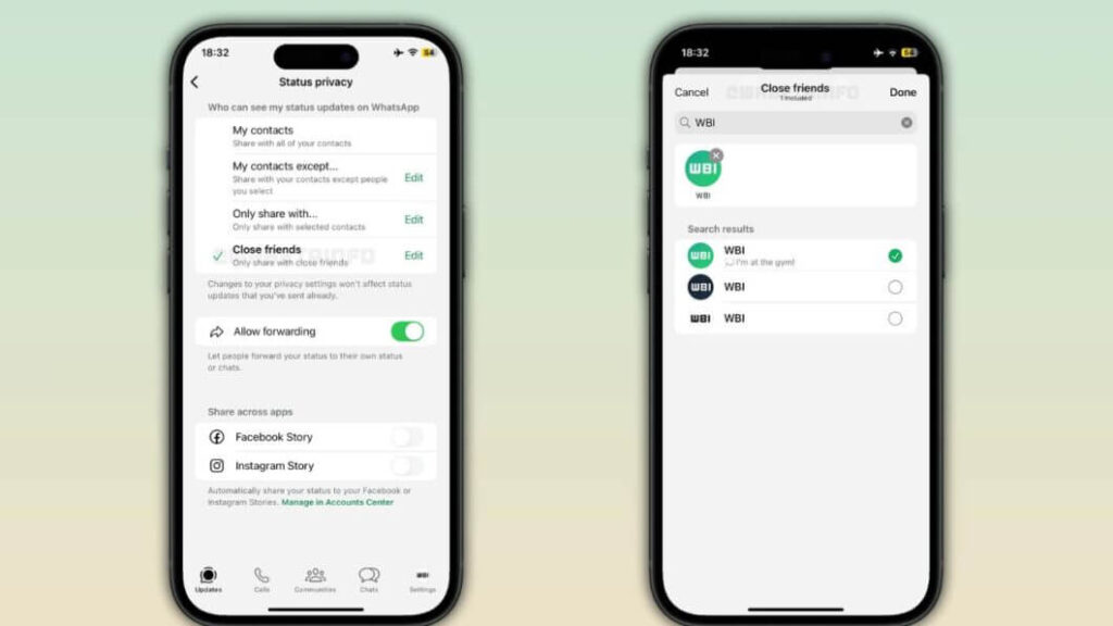 WhatsApp terá Close Friends nos Status; veja como funciona 3 Close Friends do WhatsApp: Tela do WhatsApp mostrando opção de Status para amigos próximos, similar ao Close Friends do Instagram