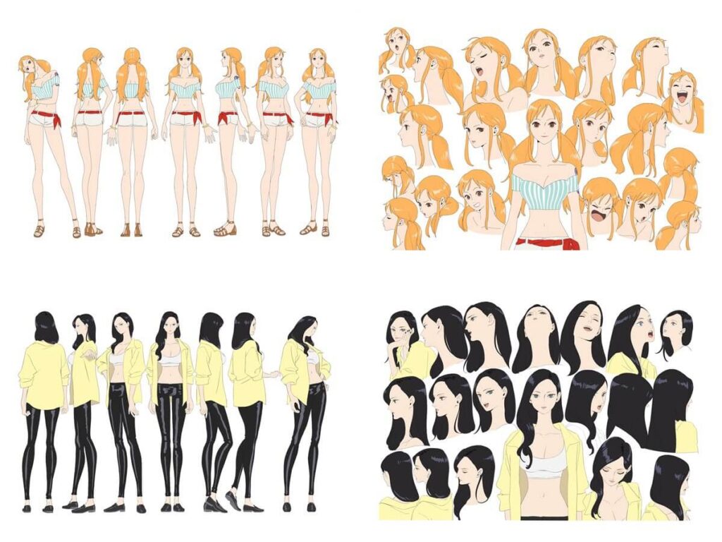 One Piece: Heroines revela design de Nami e Robin 3 Folhas de design de Nami e Robin em One Piece: Heroines com foco nas expressões e figurinos