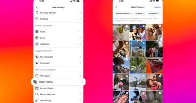 Histórico de Reels do Instagram: veja os assistidos 6 Interface do histórico de Reels do Instagram (Watch History) mostrando vídeos assistidos e filtros por data e autor