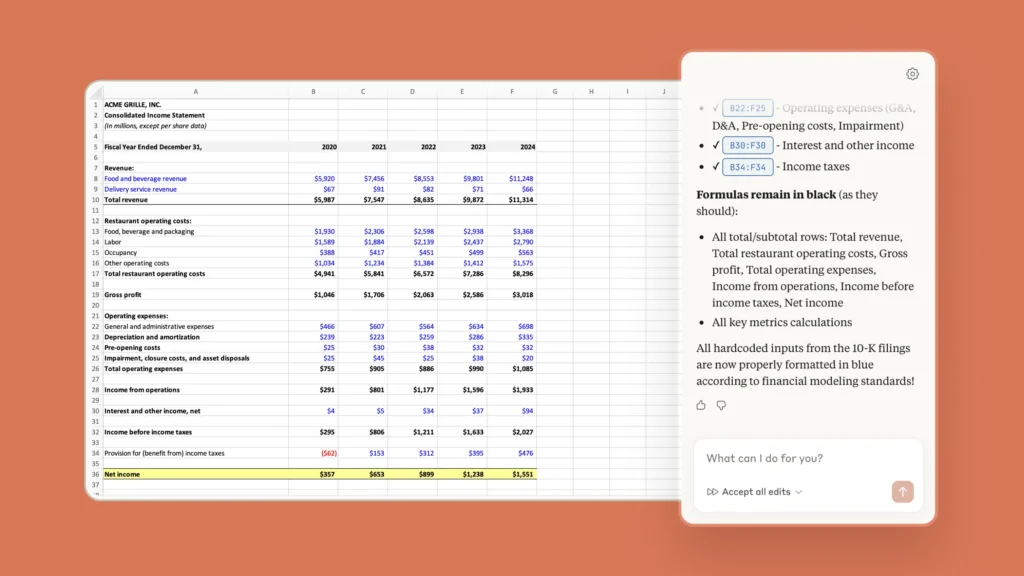 Claude para serviços financeiros: Excel e dados ao vivo 3 Claude para servicos financeiros