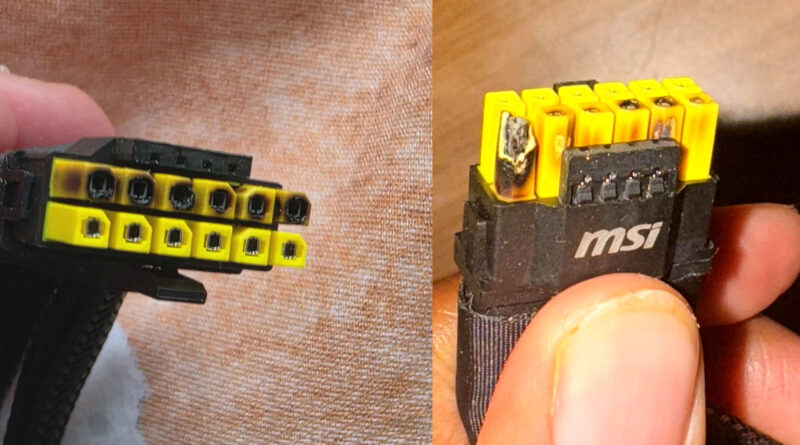 MSI GeForce RTX 5090 com conector 12V-2×6 em detalhe; casos de sobreaquecimento e derretimento do plug reportados por usuários