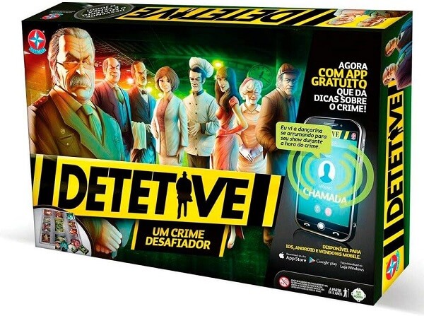 Jogos de tabuleiro Dia das Crianças: ofertas Amazon 11 Jogo Detetive com tabuleiro clássico e integração por aplicativo