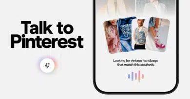 Interface do assistente de compras com IA do Pinterest mostrando sugestões de moda com base em voz