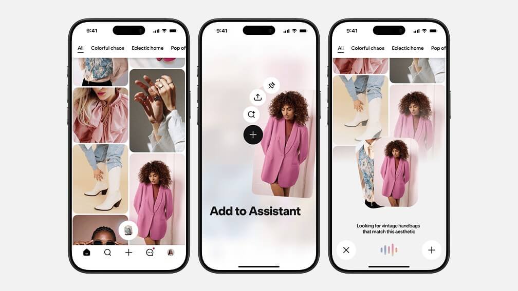 Pinterest lança assistente de compras com IA por voz 3 Usuário conversando com o Pinterest Assistant por voz e recebendo recomendações visuais