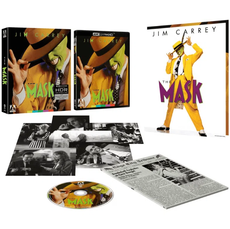O Máskara 4K: remasterização com Dolby Atmos 8 Conteúdos extras e brindes da edição limitada 4K de O Máskara pela Arrow Video, incluindo livreto e pôster