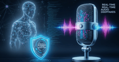 Deepfakes de áudio em tempo real: vishing já é real 5 Conceito: telefone quebrado com pixels saindo do fone, simbolizando deepfakes de áudio em tempo real e vishing