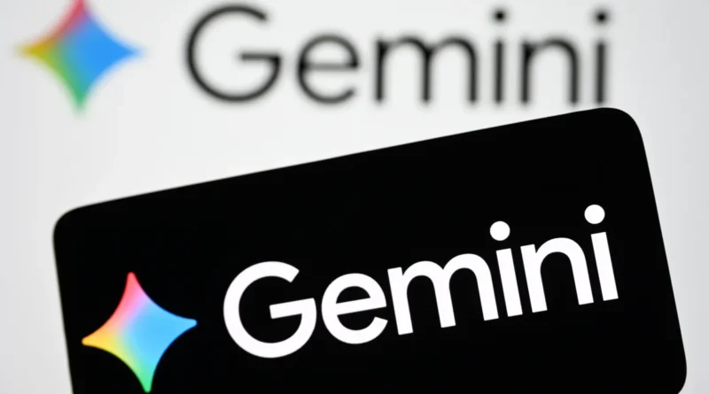 Logo do Gemini AI do Google exibido em smartphone; aplicativo de inteligência artificial em destaque
