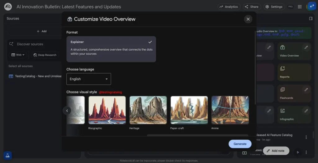 NotebookLM Video Overviews ganham estilos Anime 3 Seleção de estilos no NotebookLM para resumos em vídeo: Anime, Papercraft, Heritage e outros