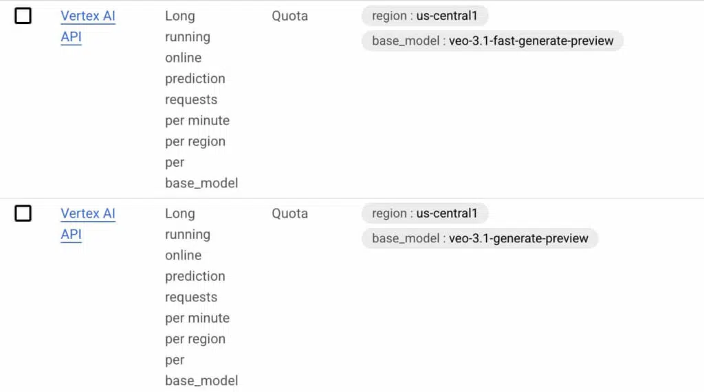 Veo 3.1 surge no Vertex AI e Google Vids: HD e multi-shot 3 Menção ao Veo 3.1 no Vertex AI, quotas e limites do console do Google Cloud