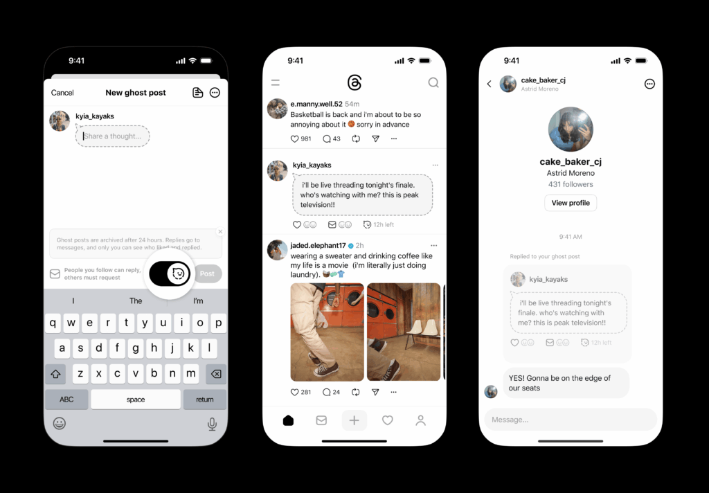 Threads ganha ‘ghost posts’ que somem em 24h 3 Ghost post no Threads: bolha cinza no feed indica publicação temporária com autoarquivamento em 24h