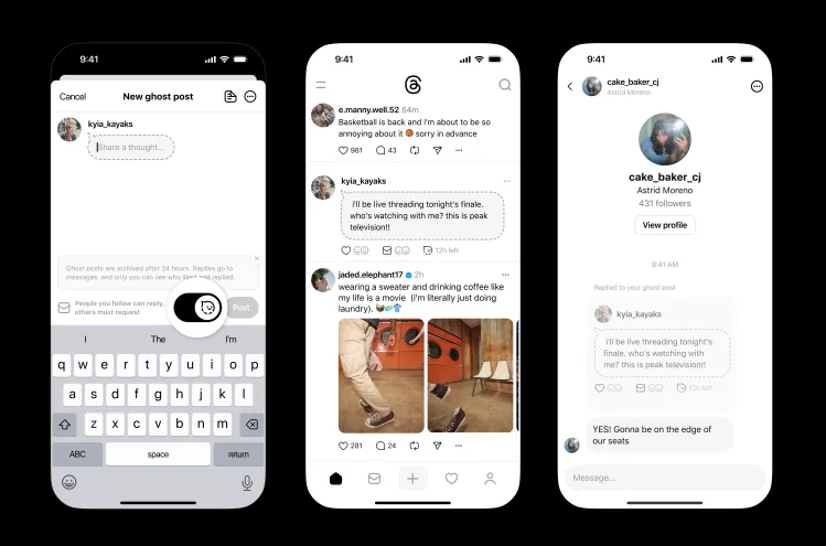 Threads ganha ‘ghost posts’ que somem em 24h 3 Ghost post no Threads: bolha cinza no feed indica publicação temporária com autoarquivamento em 24h