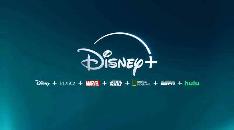 Logotipos do Disney+ ao lado de suas marcas: Pixar, Marvel, Star Wars e a nova seção Hulu no Brasil