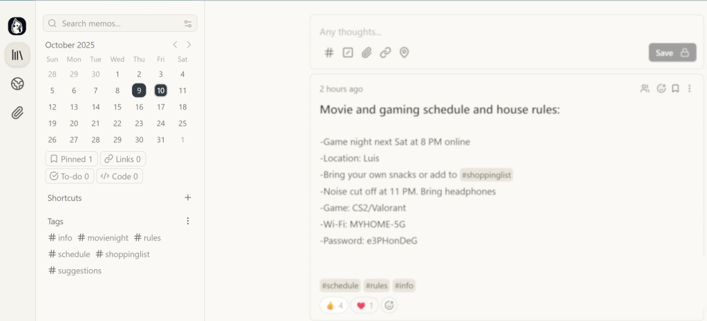 Memos: alternativa open-source ao Google Keep para grupos 8 Busca e filtros no Memos mostrando resultados por hashtag e autor