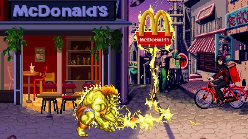 Street Fighter no McDonald's: Street Burgers no Japão 7 Visual 16‑bit de Street Fighter II na campanha Street Burgers do McDonald’s Japão