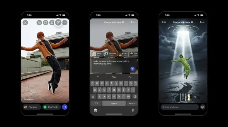 RendaGeek: Sua Fonte de Renda Extra e Paixões Geek 14 Recurso Instagram Restyle com Meta AI: exemplo de prompt que transforma foto em fantasia de dinossauro com nave espacial