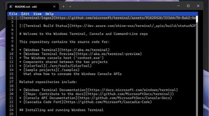 Microsoft Edit no Windows 11: editor de texto open source para linha de comando