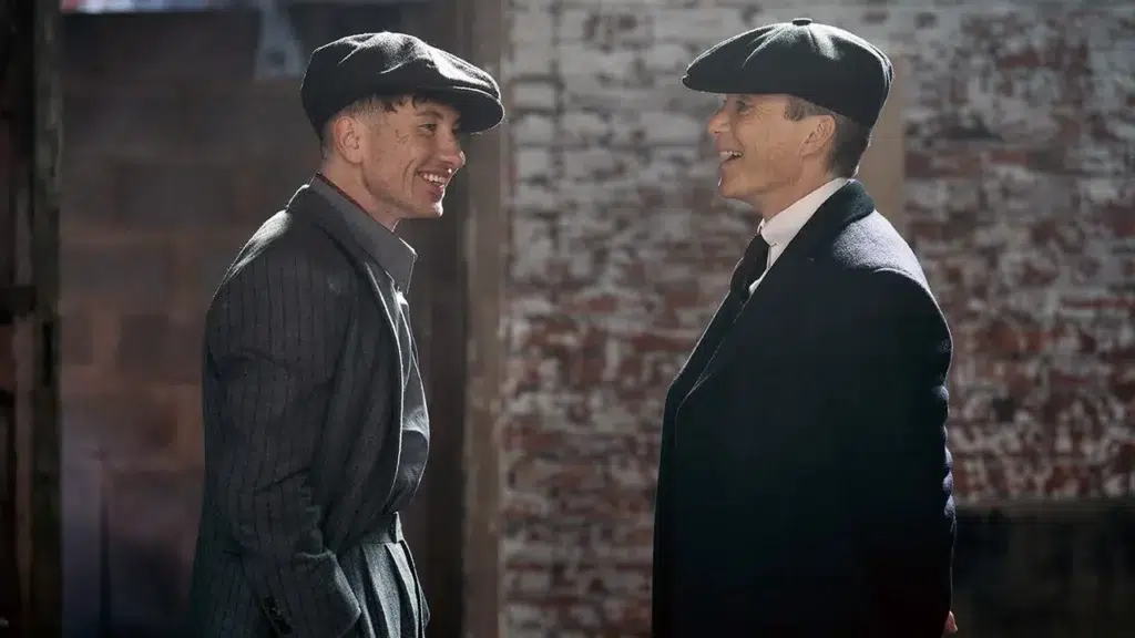 Imagem de bastidores de Peaky Blinders durante filmagens