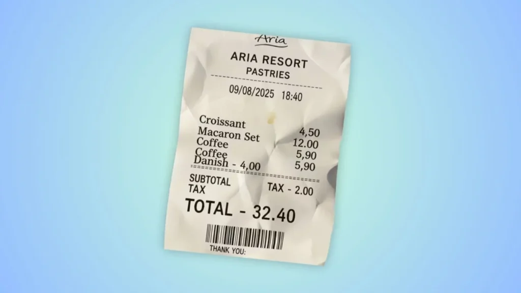 IA cria notas falsas e turbina fraudes de reembolso 3 IA cria notas falsas: Exemplo de recibo gerado por IA com dados verossímeis e layout que imita comprovantes reais