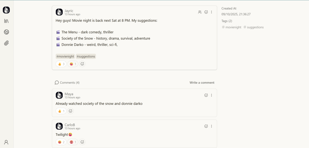 Memos: alternativa open-source ao Google Keep para grupos 6 Interações no estilo rede social: comentários, reações com emoji e referências cruzadas no Memos
