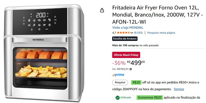 3 Airfryers com até 47% OFF e 90% menos gordura 5 Fritadeira Mondial Air Fryer Forno 12L de inox e branco com acessórios