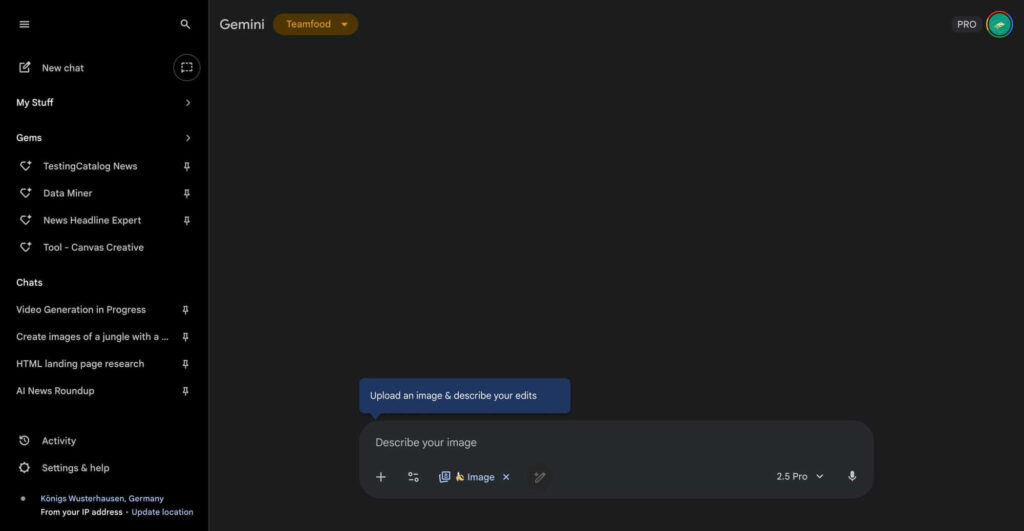 Interface de prompt Nano Banana 2