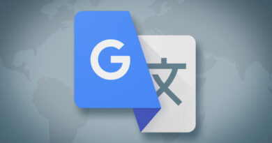 Ilustração mostra o ícone do Google Tradutor sobre um fundo azul degradê com símbolo G e caractere asiático.