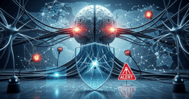 Imagem simbolizando ataque hacker e perigo cibernético, com crânios translúcidos sobre fundo de código.