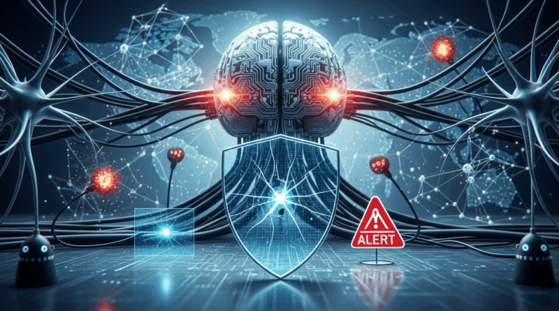 Imagem simbolizando ataque hacker e perigo cibernético, com crânios translúcidos sobre fundo de código.