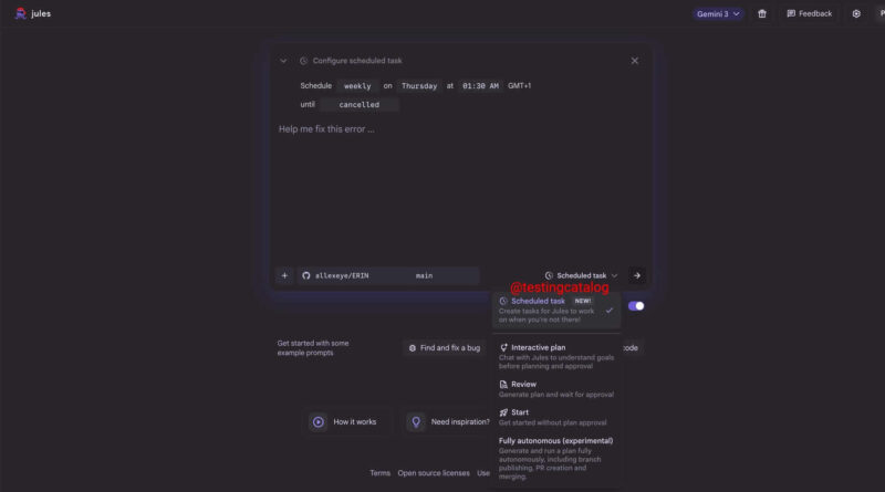 Imagem do assistente Google Jules em operação, demonstrando tarefas automatizadas no repositório