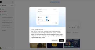 Interface do Kimi K2 Thinking apresentada pela Moonshot AI