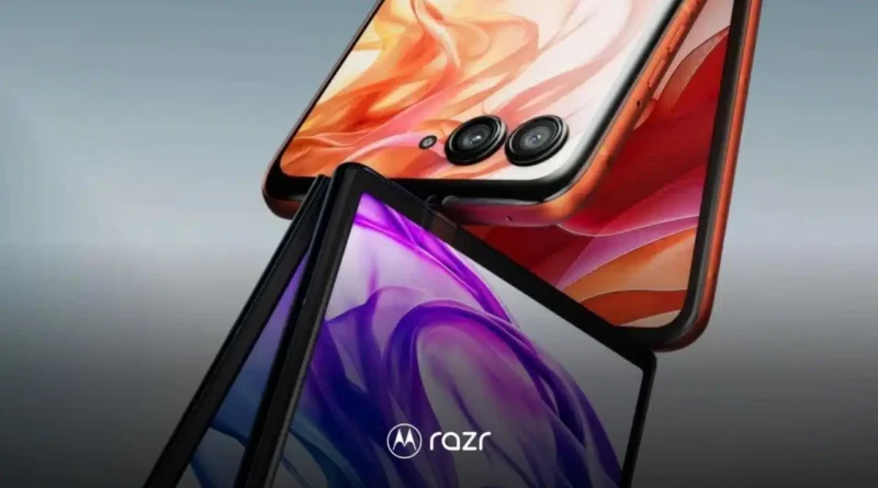 Motorola Razr 60 aberto, mostrando a tela AMOLED dobrável de 6,9 polegadas