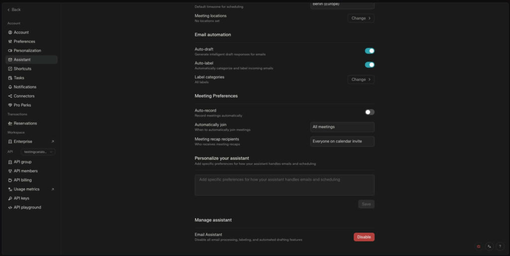 Assistente Perplexity poderá participar de reuniões automaticamente 3 Print do painel de preferências do Perplexity Assistant