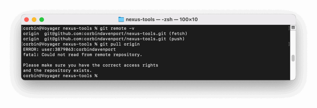 Erro de operação Git no terminal