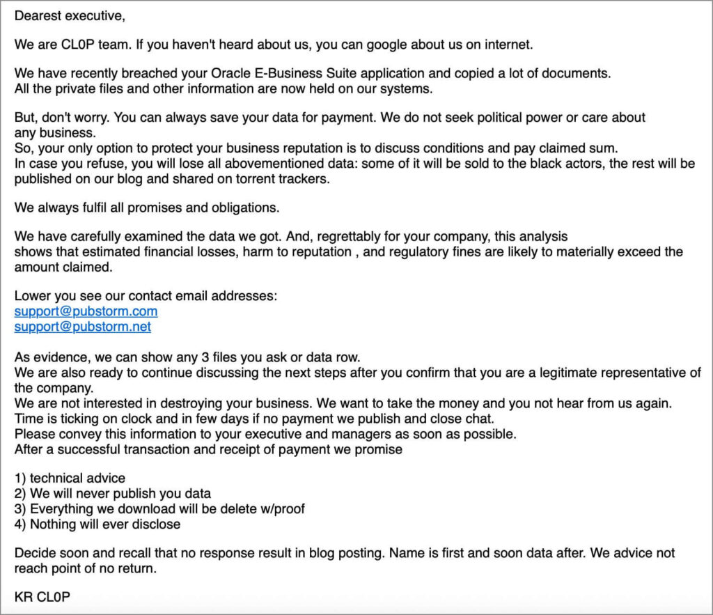 Logitech confirma vazamento após ataque do grupo Clop 3 Mensagem de extorsão enviada pelo grupo Clop