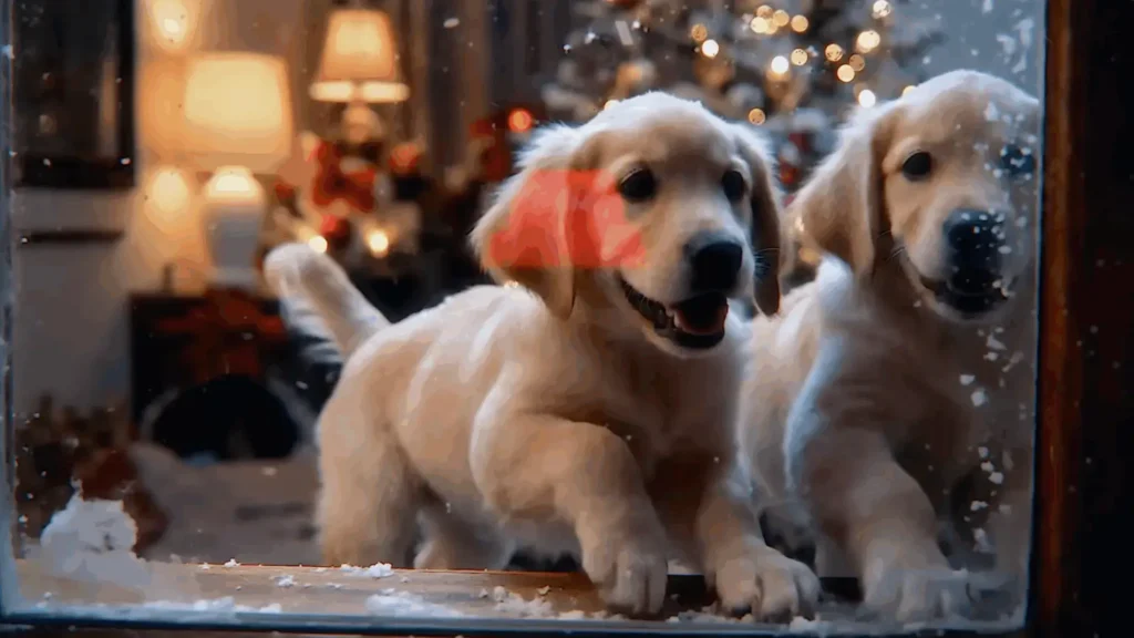 Coca-Cola usa IA em filme de Natal 2025 e causa polêmica online 3 Cães gerados por inteligência artificial em filme da Coca-Cola