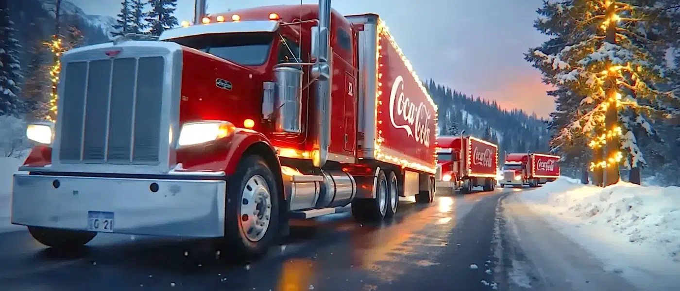 Cena do filme de Natal da Coca-Cola com animais gerados por IA