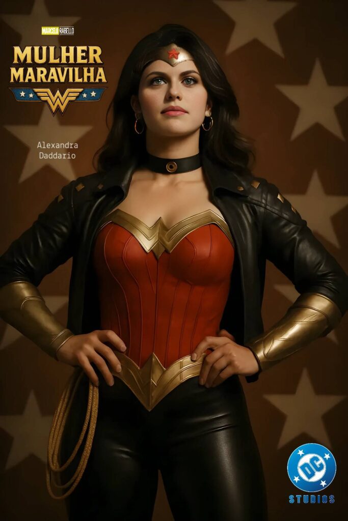 Alexandra Daddario como Mulher-Maravilha em fan art do DCU