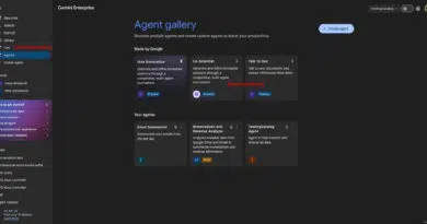 Interface do Gemini Enterprise com múltiplos agentes em execução