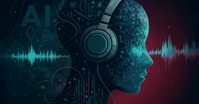 músicas criadas por IA: Ilustração de IA representando redes neurais e música digital