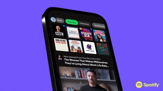 Spotify lança estatísticas semanais de audição 5 Spotify interface com podcasts em vídeo