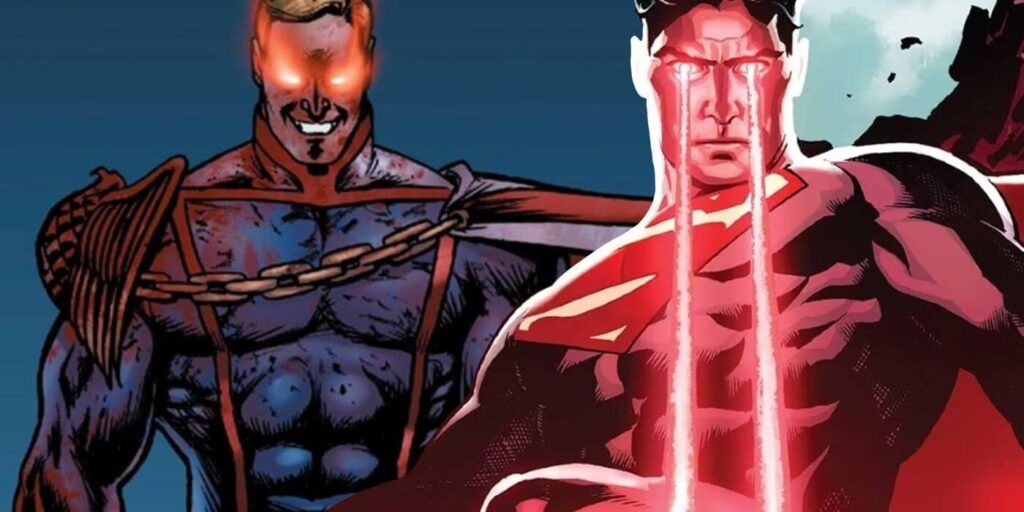 Superman e Homelander usando visão de calor